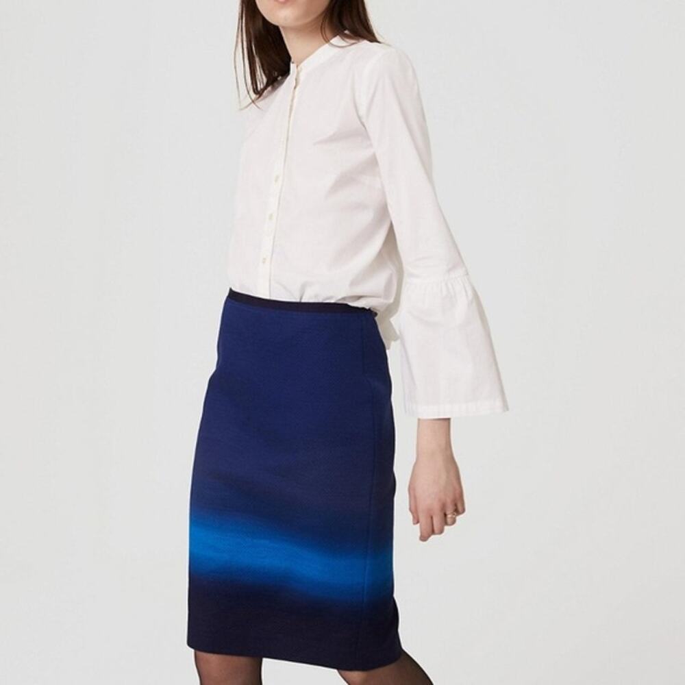 LOFT Blue Ombre Striped Pencil Skirt NWT sz 2P